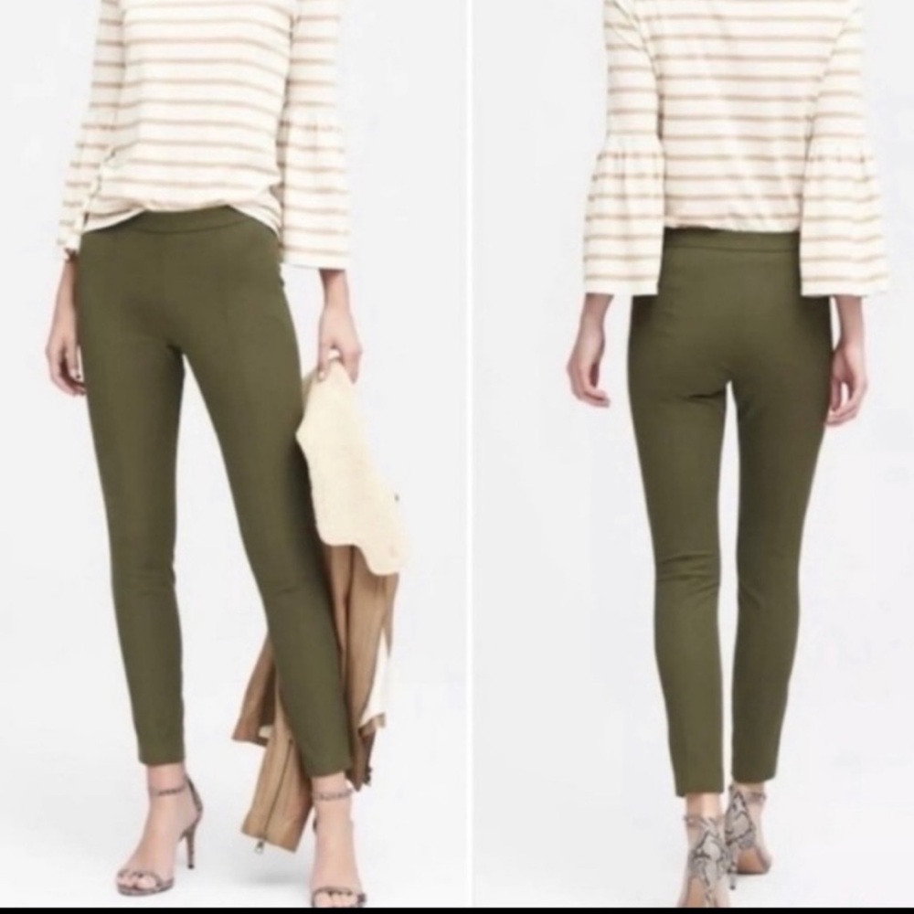 Banana Republic Devon Side Zip Skinny Work Pant in Olive Green Size 0